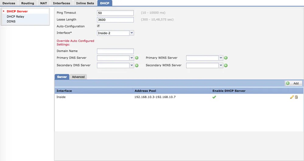 Configure DHCP Server/Relay on FTD with Firepower Management Center (FMC) Cisco