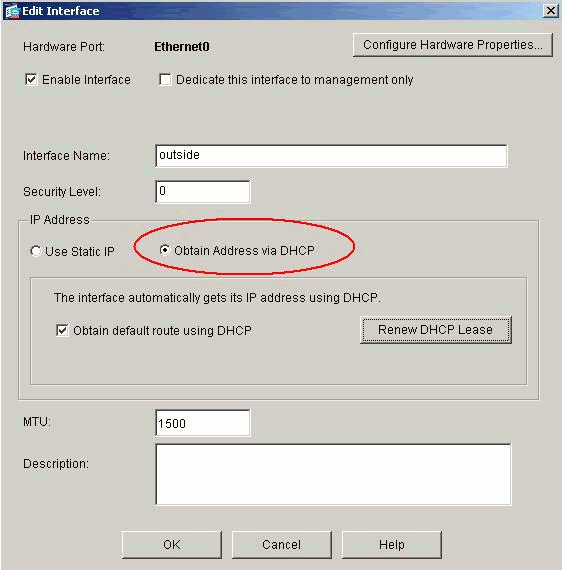 PIX/ASA as a DHCP Server and Client Configuration Example Cisco