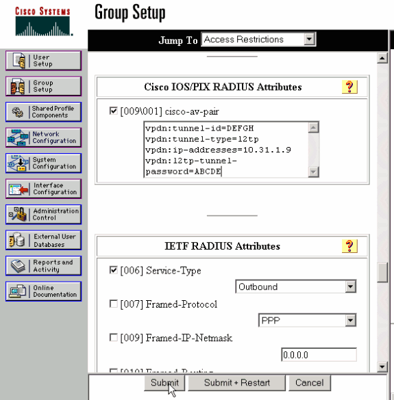 Configuring Layer 2 Tunnel Protocol Authentication with RADIUS Cisco