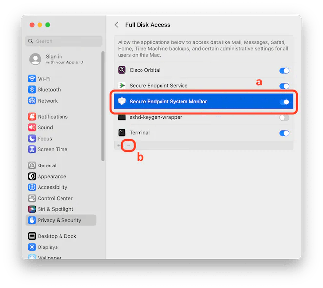 Secure Endpoint Mac Connector Loses Full Disk Access Permission after macOS 13 Ventura Upgrade