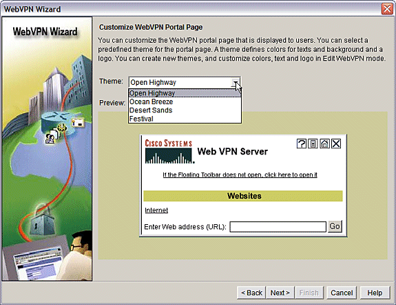 ThinClient SSL VPN (WebVPN) IOS Configuration Example with SDM Cisco