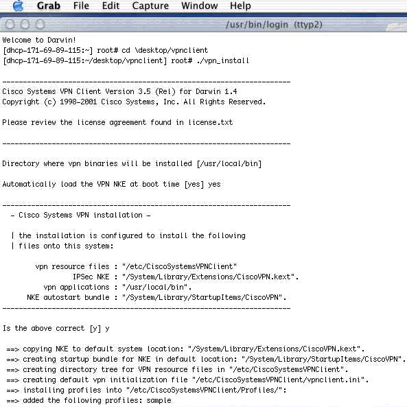 Installing and Uninstalling the Cisco VPN Client 3.5 and later for Mac
