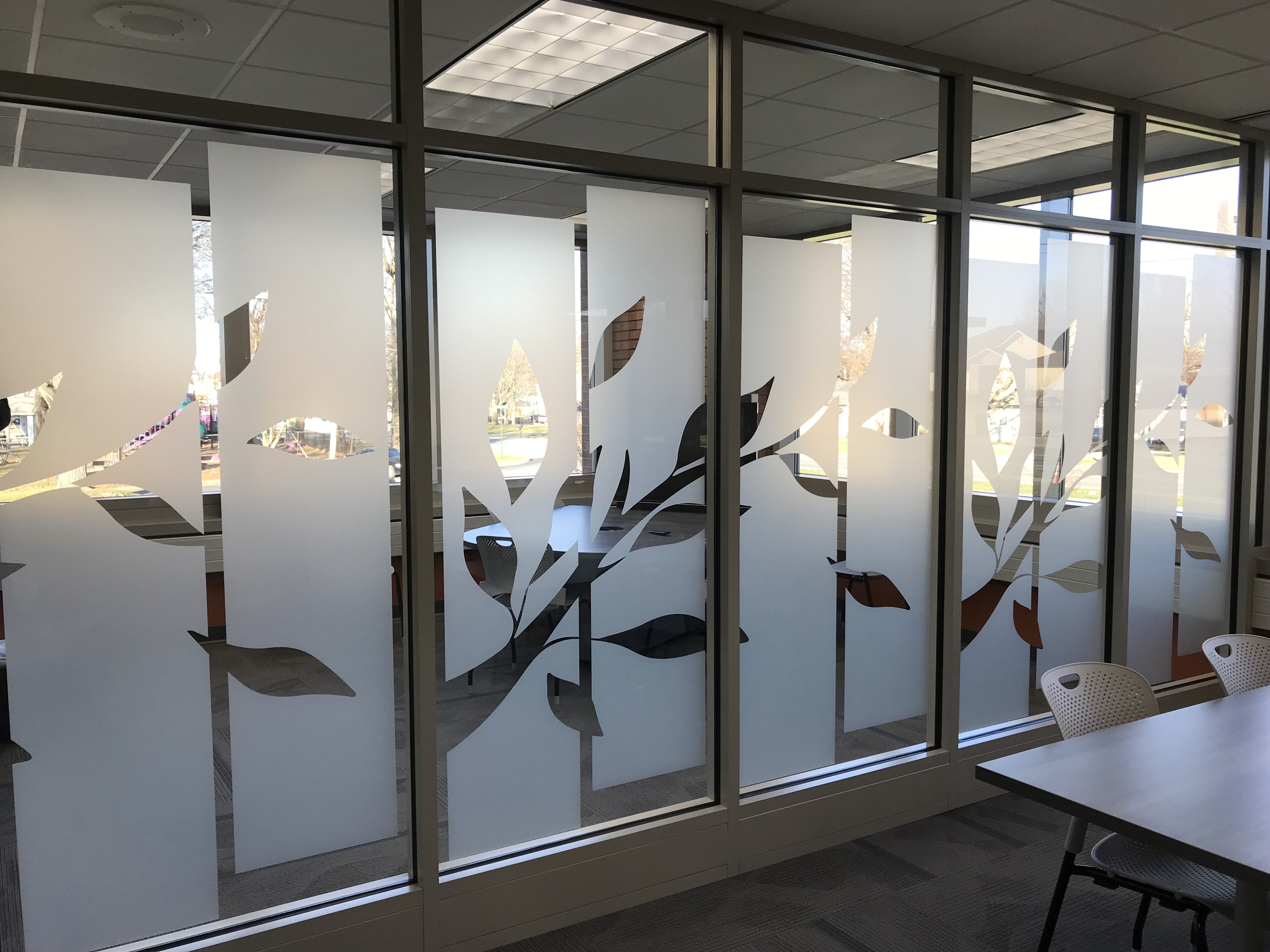 Custom Corporate Window Frosting Designs in Indianapolis