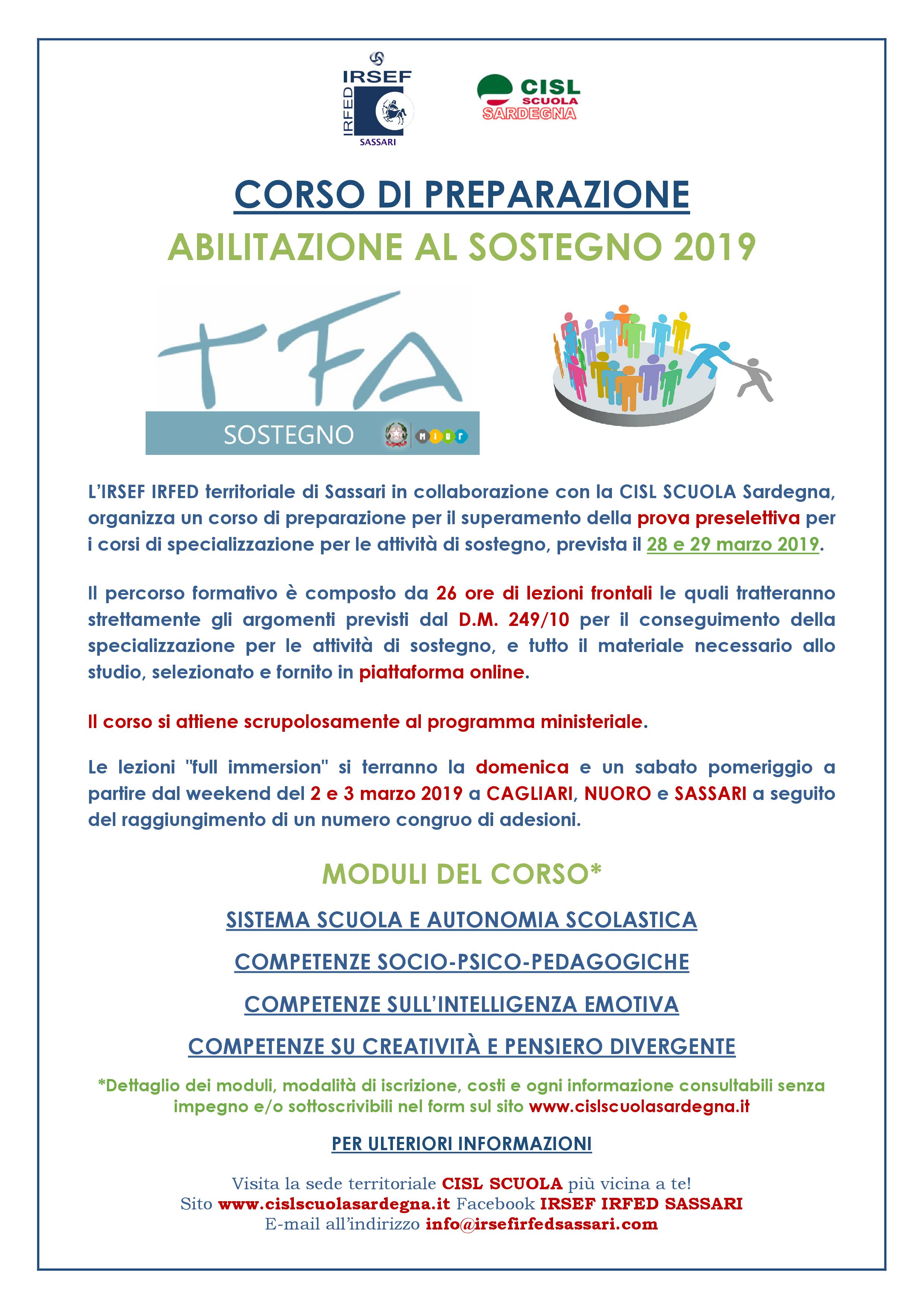 tfa sostegno cagliari 2023 Corso Di Preparazione Alla Prova Preselettiva (Prevista Il 28-29/03/19) Per L'accesso Al Tfa Sul Sostegno 2019 – Home
