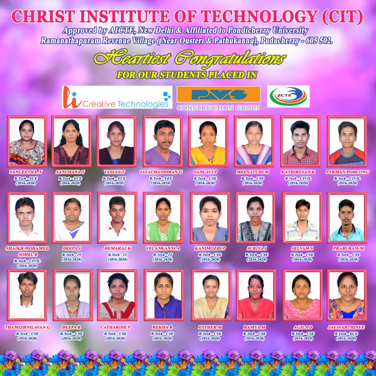 to Christ Institute of Technology Pondicherry Best Colleges in