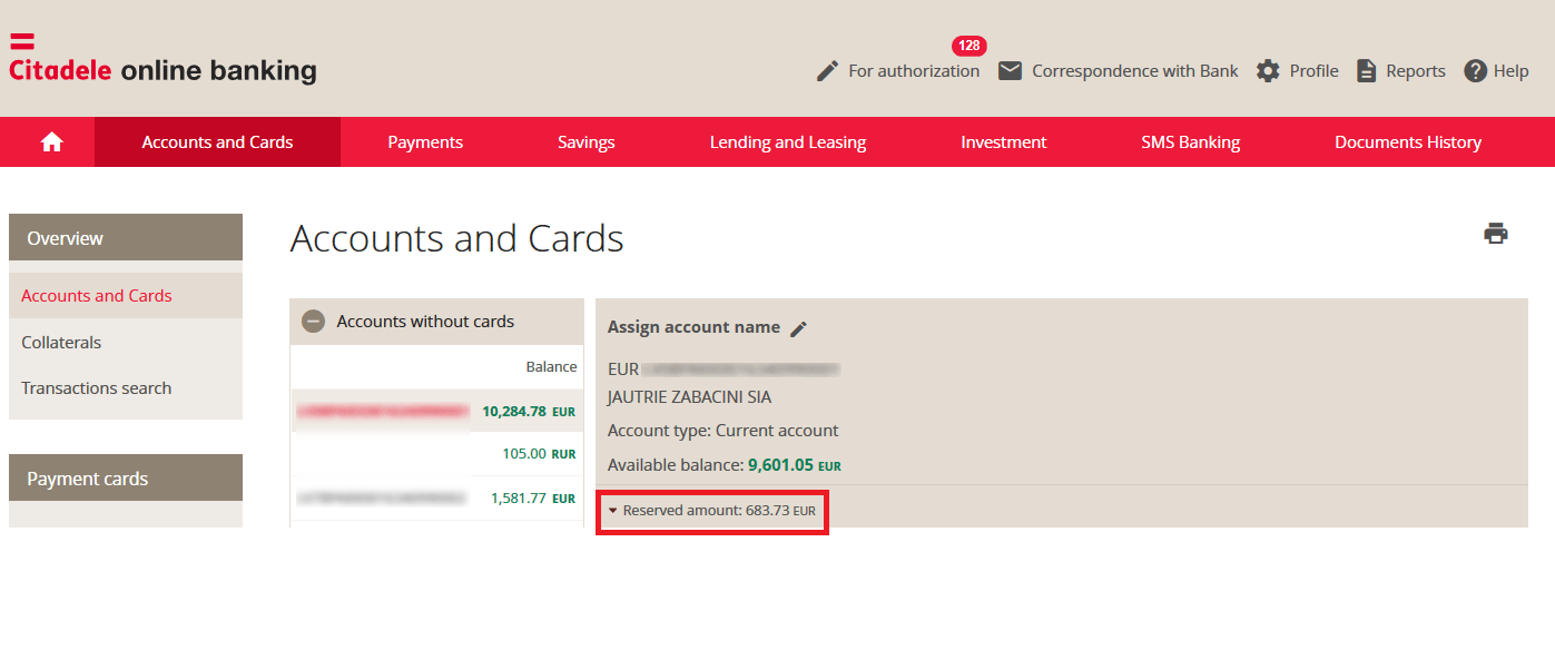 How do I check my account balance in the Online Bank? Bank Citadele
