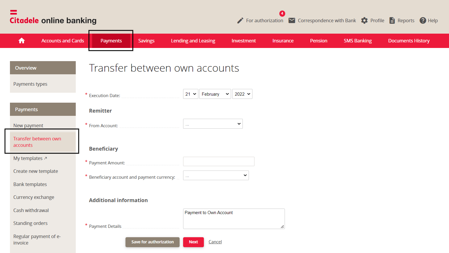 How do I transfer money to my financial instrument cash account in