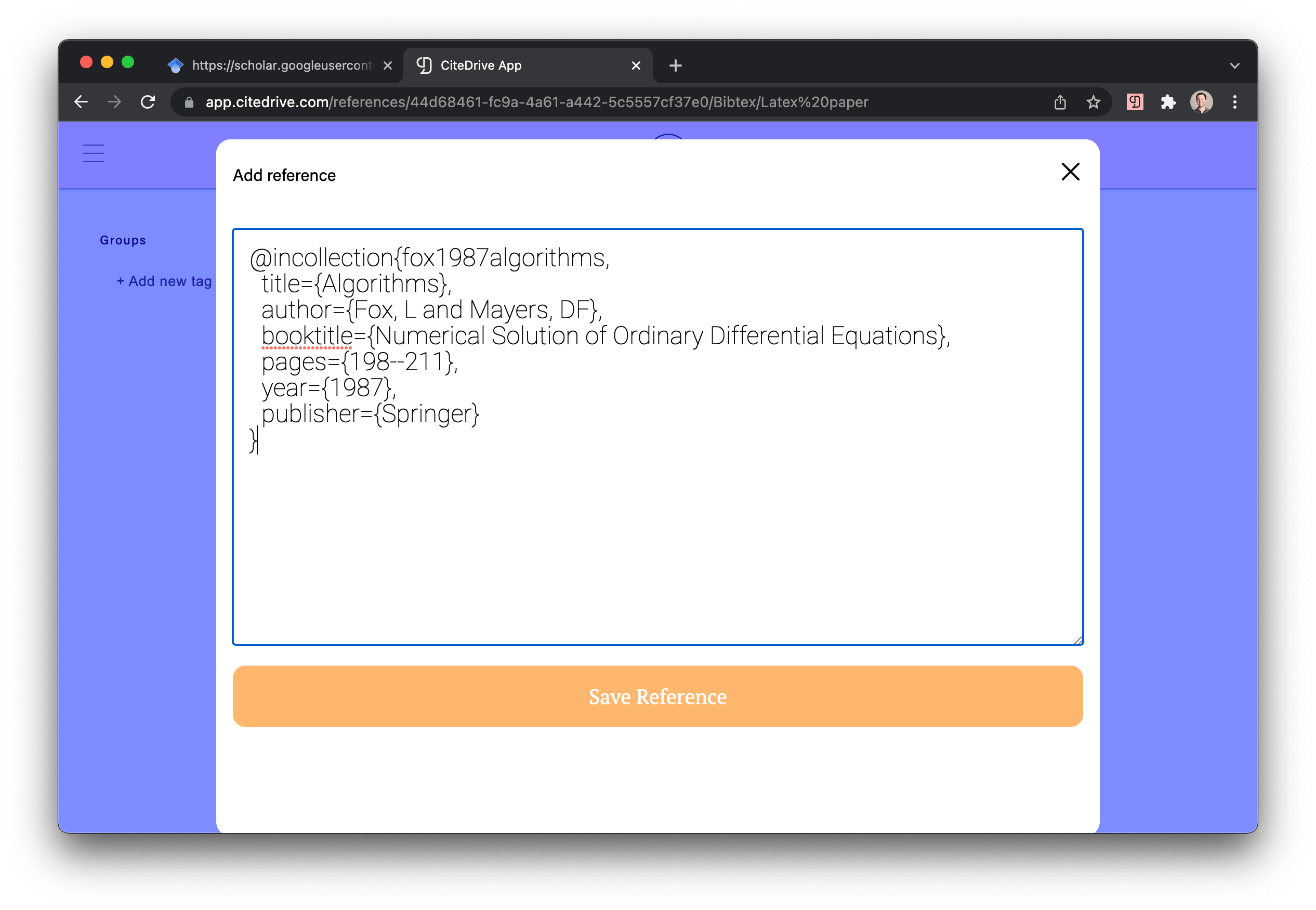 Adding References from BibTeX CiteDrive Docs