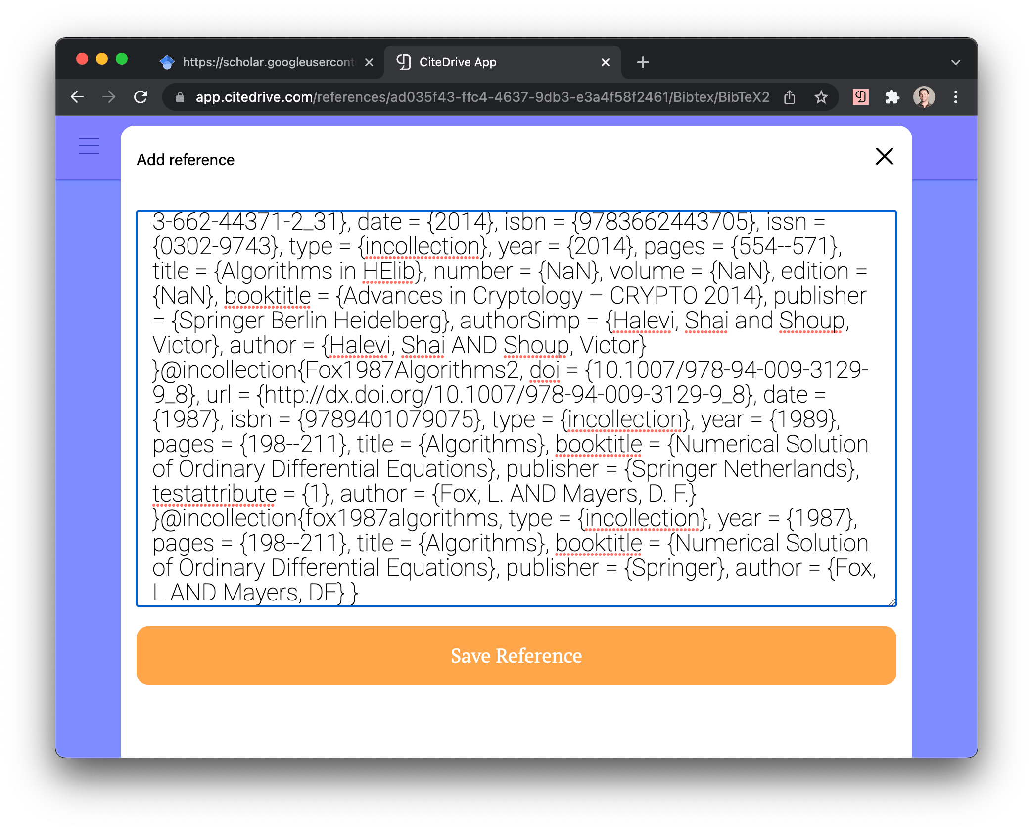 Adding References from BibTeX CiteDrive Citation and Bibliographic