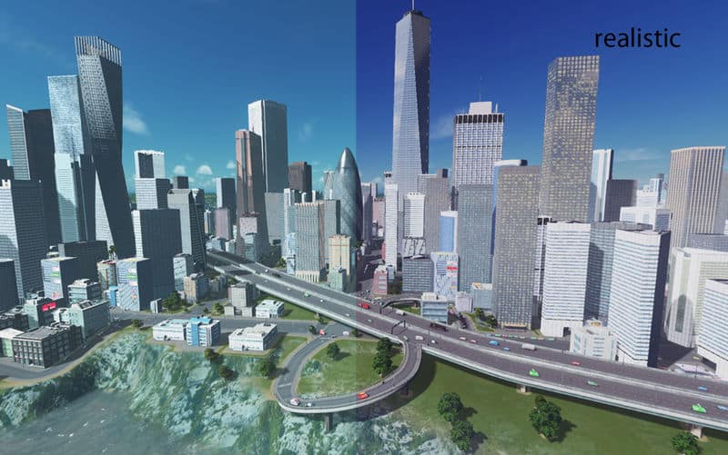 After_dark_Realistic_brightness_low Cities Skylines Mod