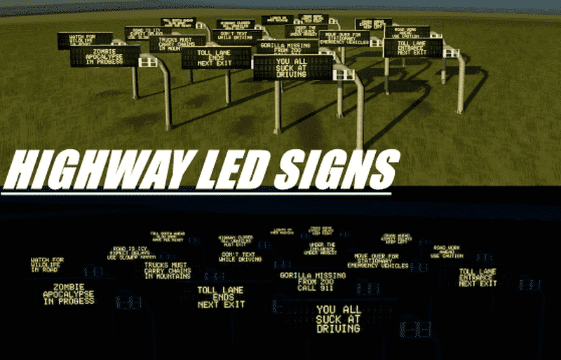 Highway LED Signs Cities Skylines Mod download