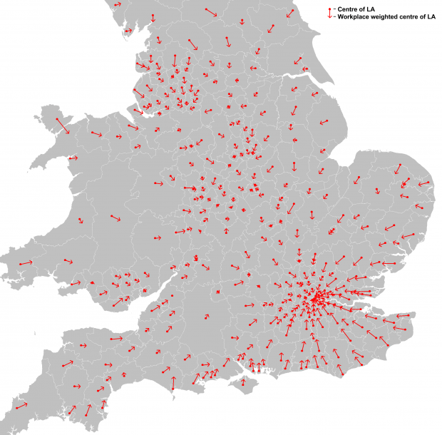 London calling This map shows how strong London's gravitational pull
