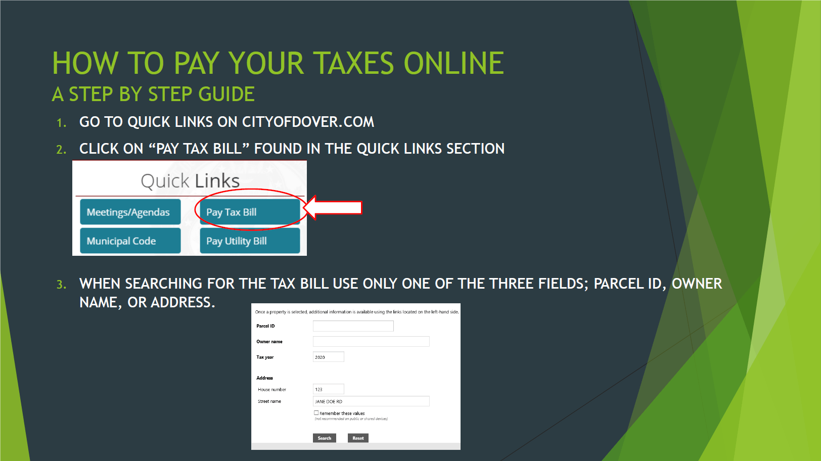 City of Dover, Delaware Utility / Tax Payments