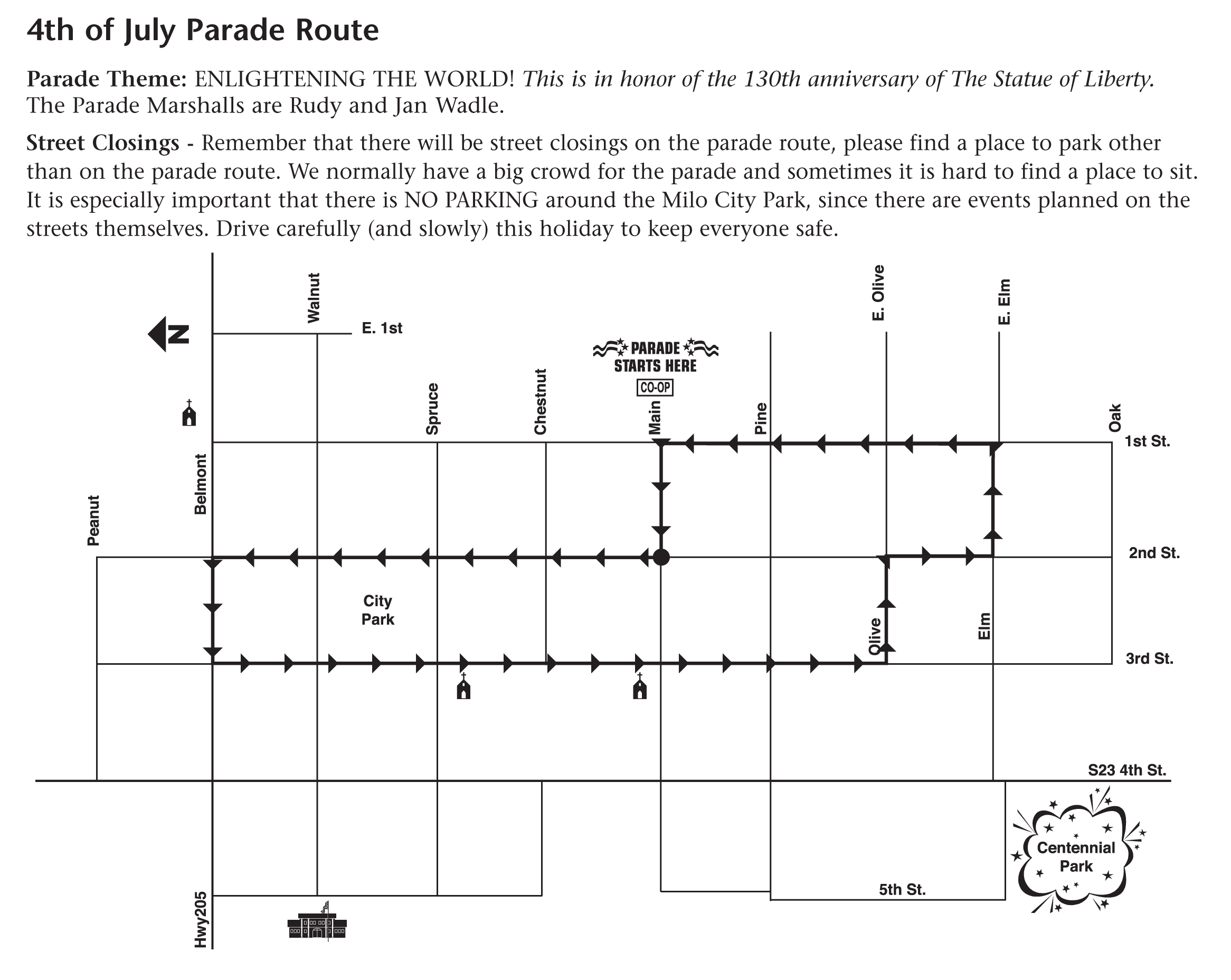 2016 Fourth of July Parade Route by City of Milo, Iowa