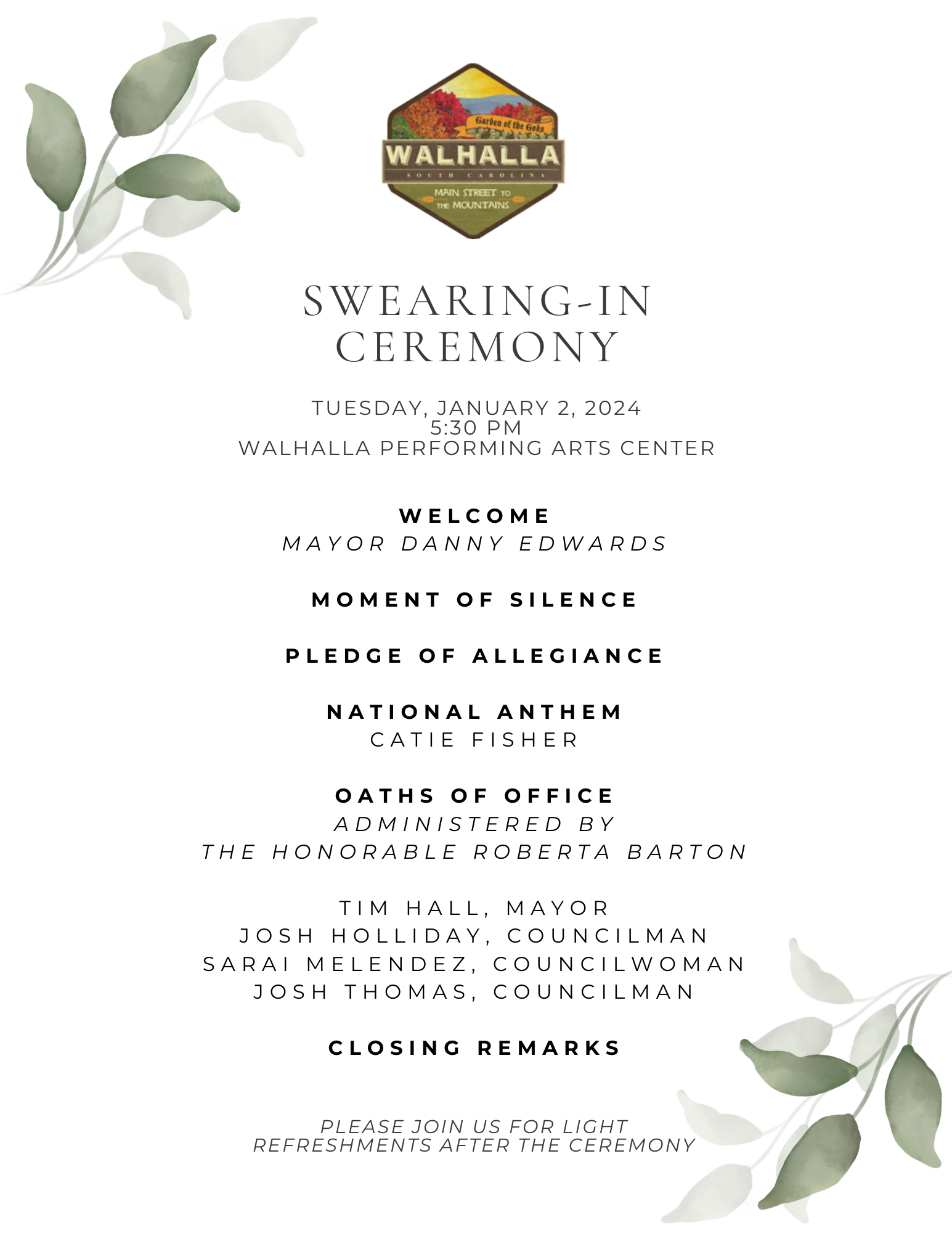 City Council Meeting Agendas City of Walhalla