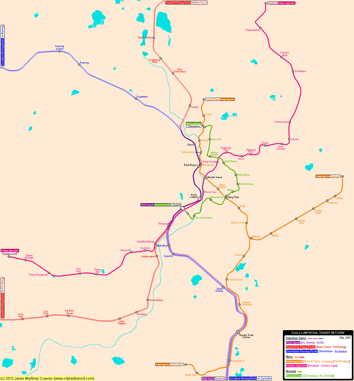 Kuala Lumpur Real Distance Metro Map