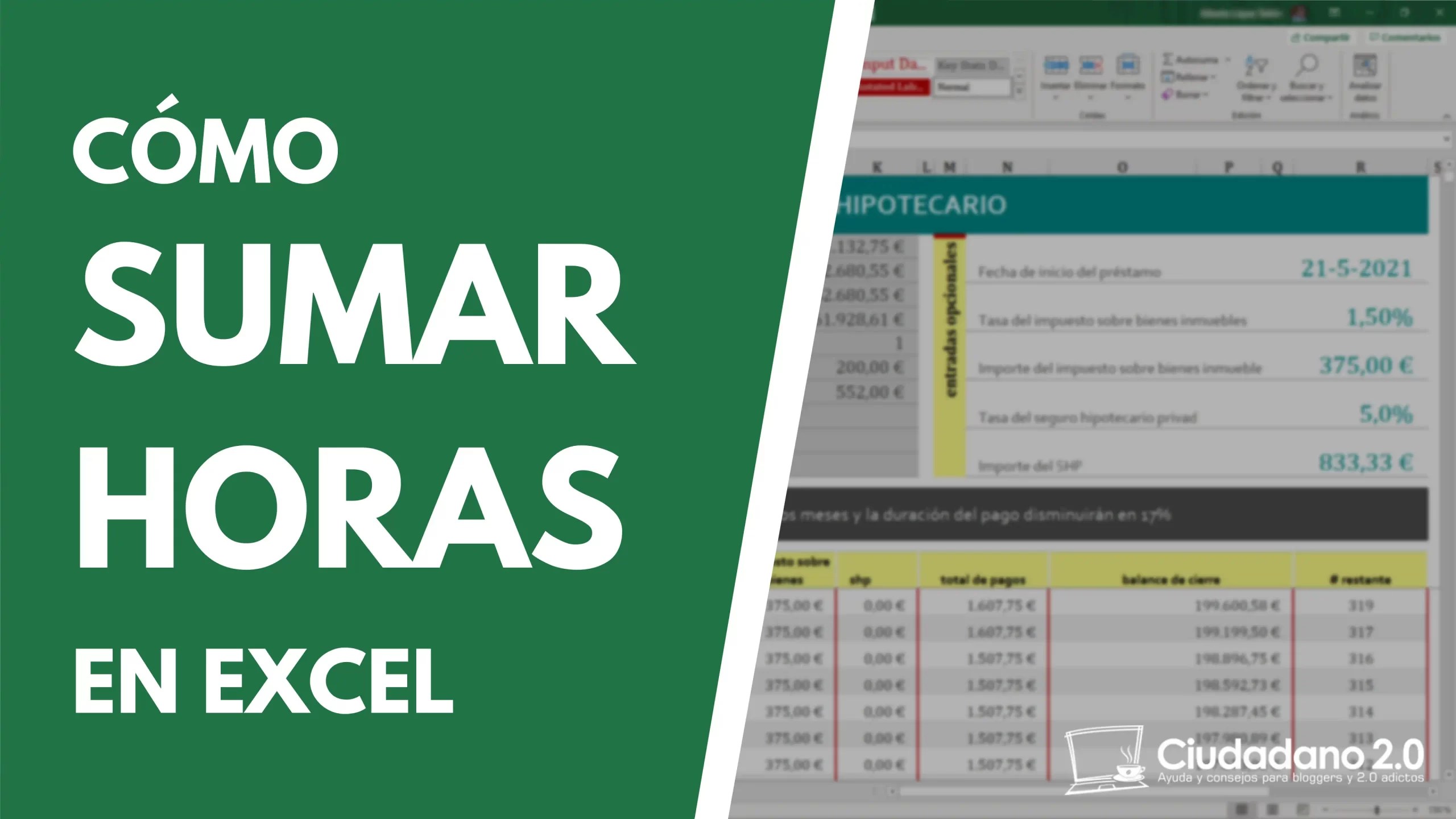 Cómo sumar horas en Excel