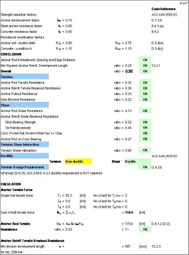Anchor Bolt Design Spreadsheet Anchor Reinforcement ACI31808 Appendix