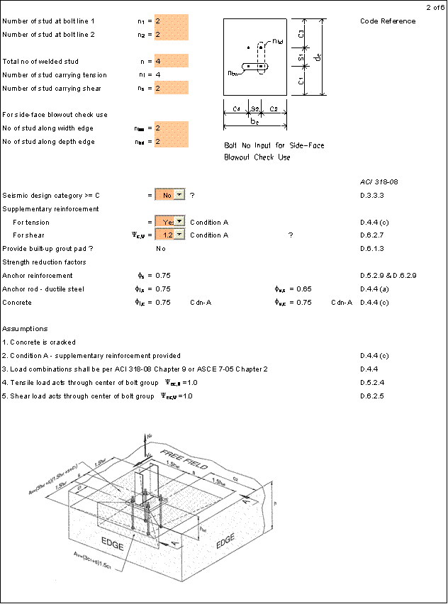 Anchor Bolt Design Spreadsheet Anchor Reinforcement ACI31808 Appendix