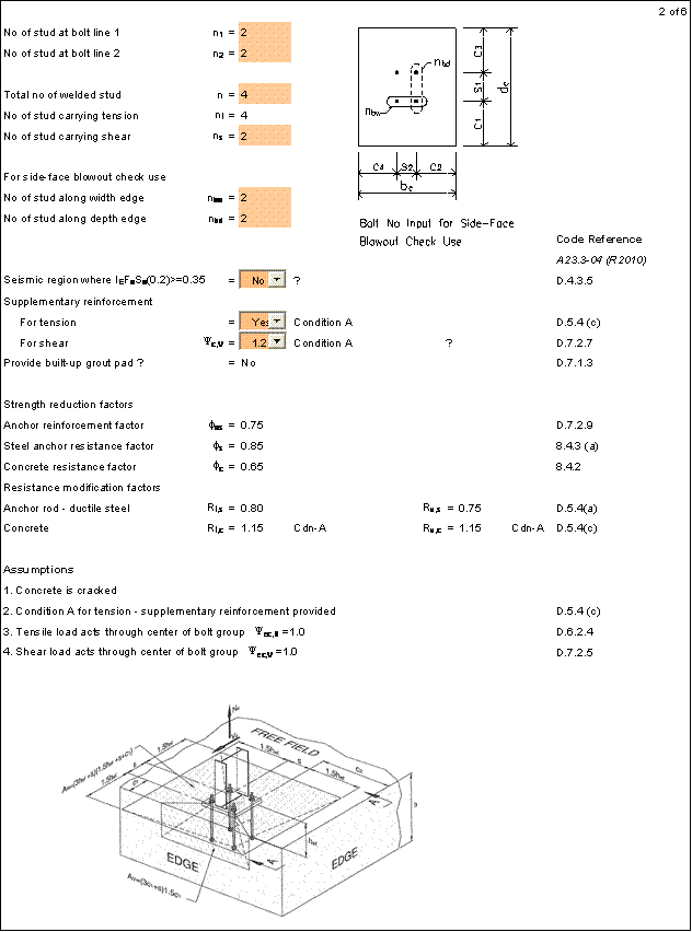 Anchor Bolt Design Spreadsheet Anchor Reinforcement ACI31808 Appendix
