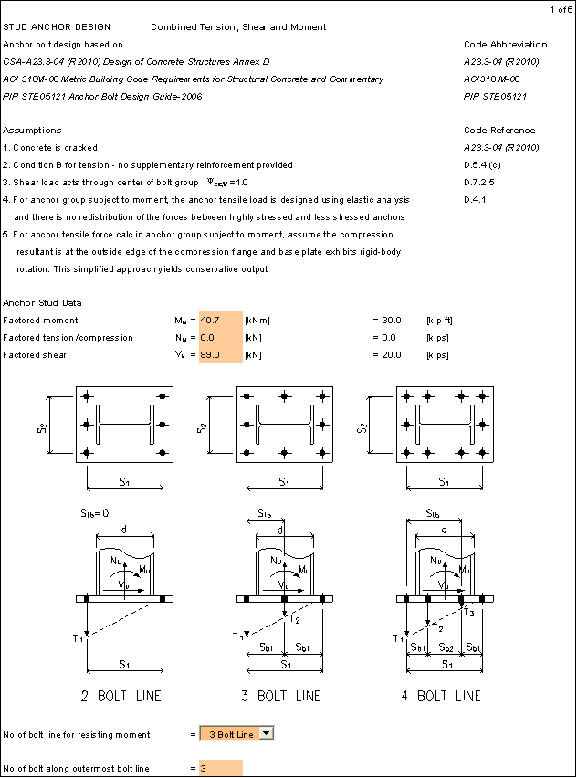 Anchor Bolt Design Spreadsheet Anchor Reinforcement ACI31808 Appendix