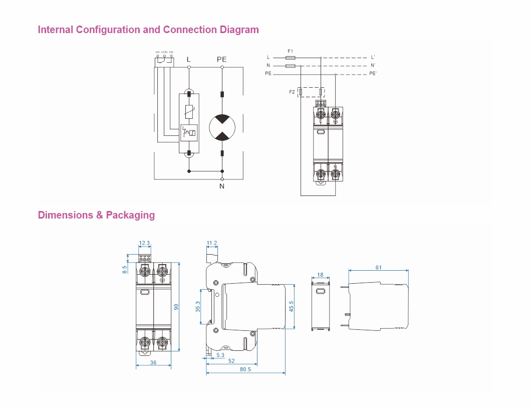 China CJ12.5 1.8kv PV Series Solar SPD Surge Protection Device DC SPD