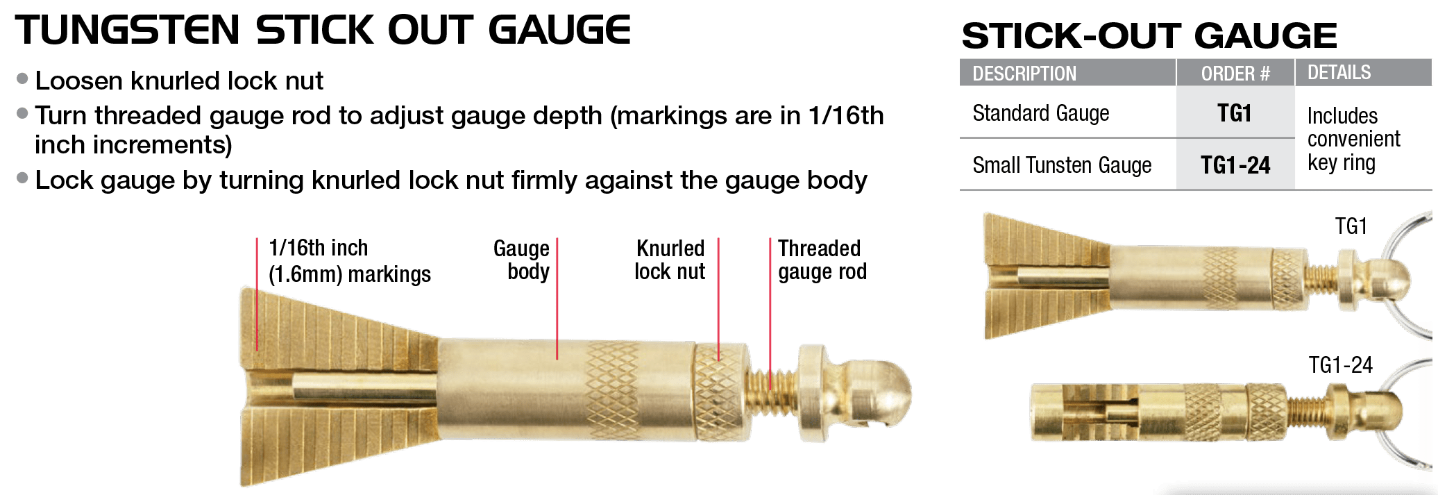 TUNGSTEN STICK-OUT GAUGE | CK Worldwide