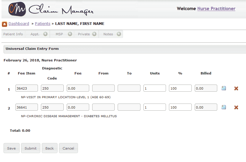MSPbillingfornursepractitioners Claim Manager