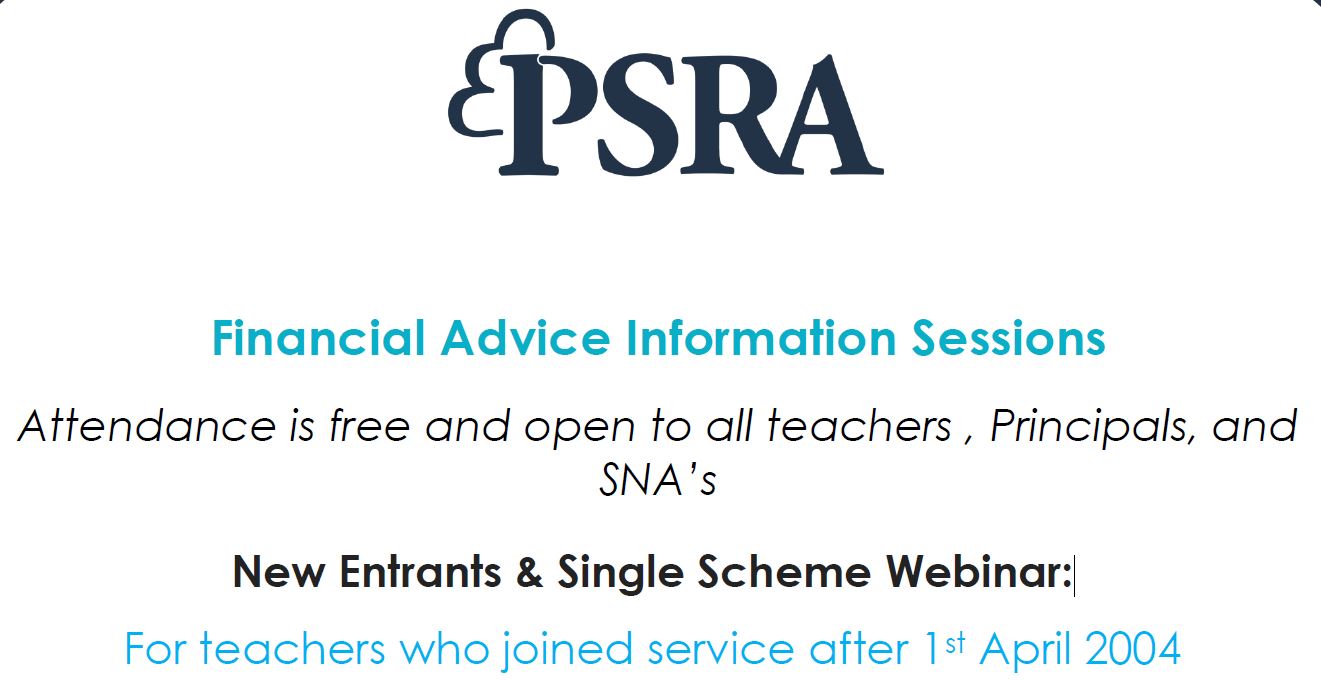 PSRA Financial Advice Information Sessions New Entrants & Single