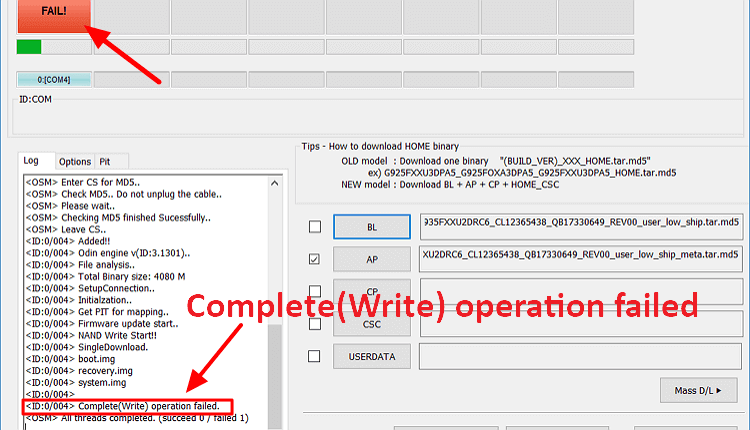 Complete(Write) Operation Failed In Odin? Try 6 Solutions Here
