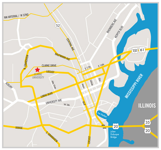 Clarke University Dubuque Campus Map Map welu_explore_map_10_PROOF_3_OL Clarke University Clarke University