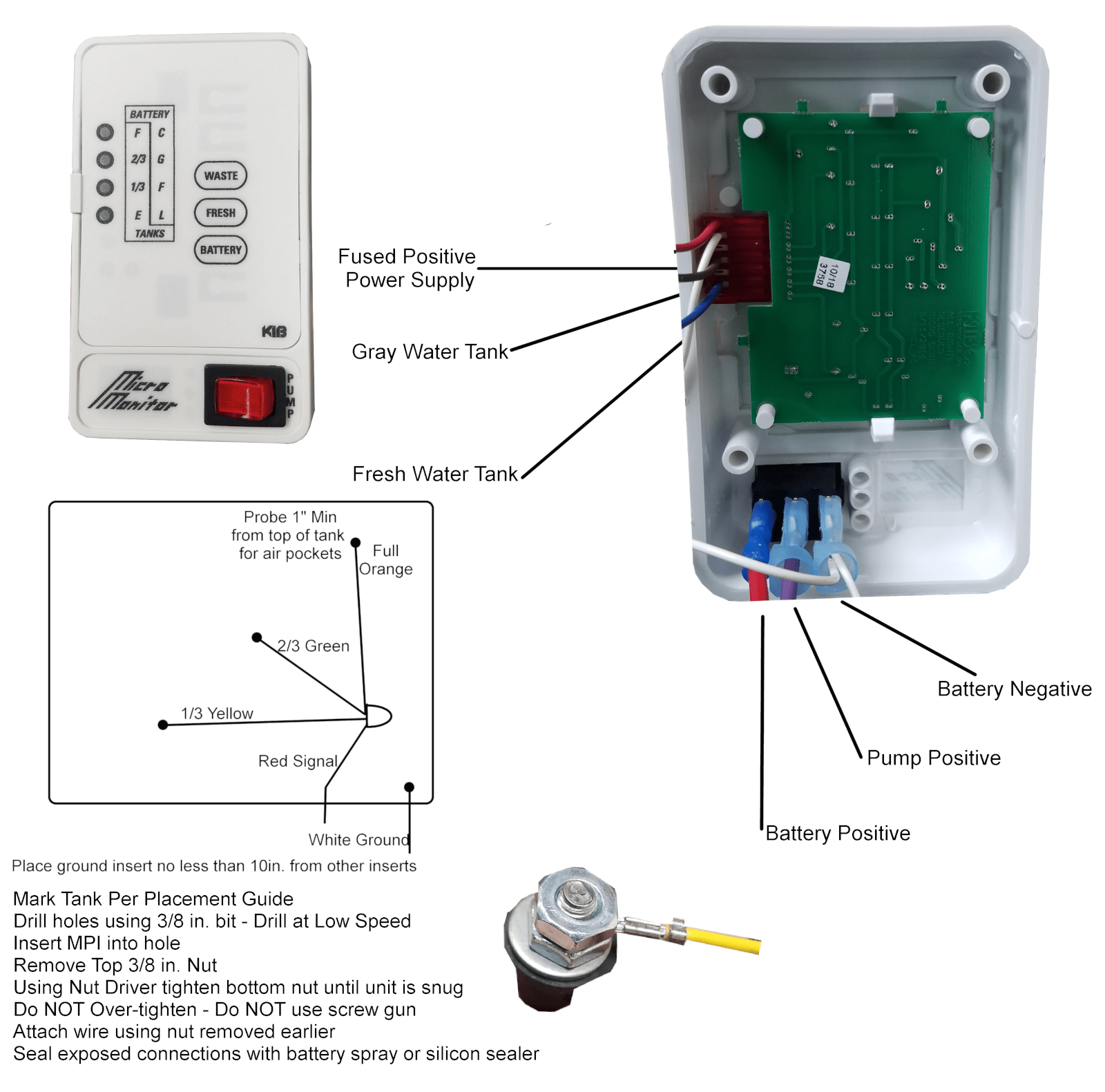 Kib 2 Tank Monitor Panel 12 Volt - White Face Plate Class A Customs Elkhart, In 46514