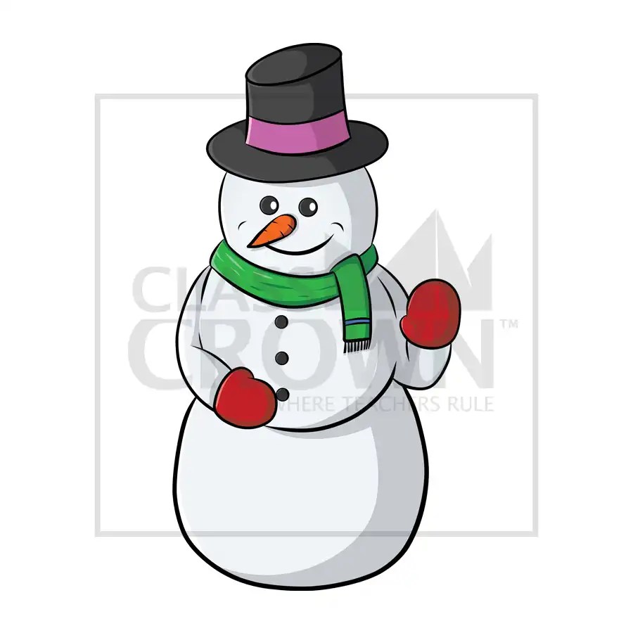 Snowman With Black Top Hat Clipart ClassCrown