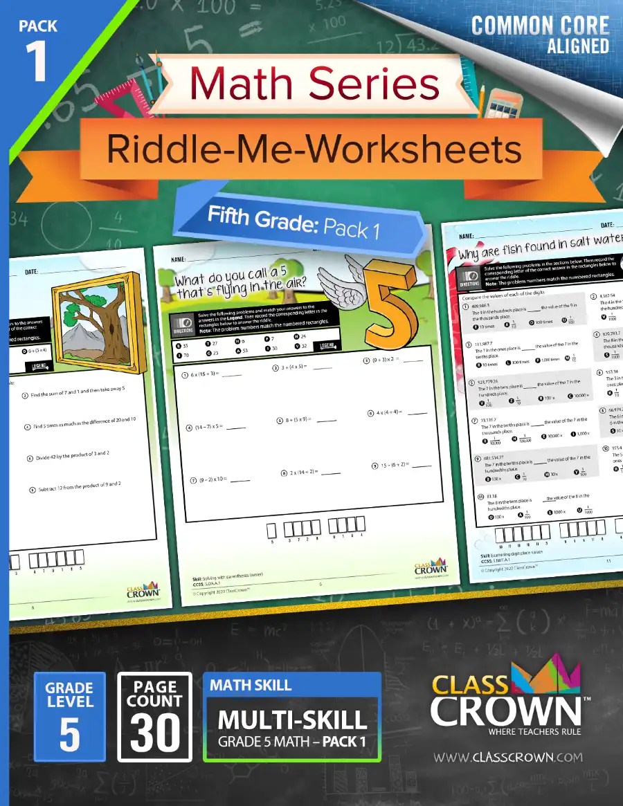 5th Grade Math Worksheets: Pack 1 - Math Worksheets | ClassCrown