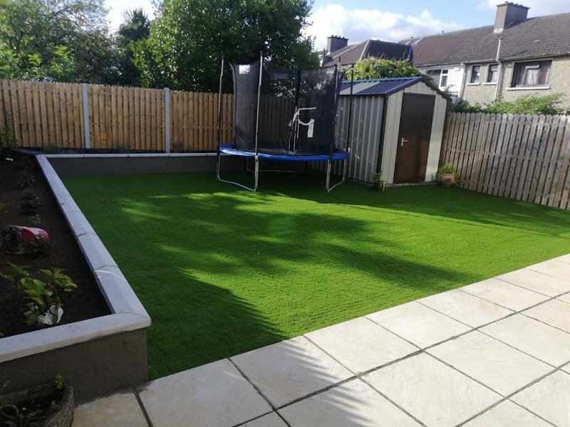 Artificial Grass Lawn and New Flower Beds Dublin