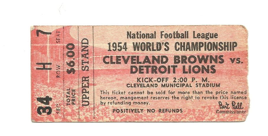 Lot Detail 1954 NFL Championship Game Ticket (Browns vs Lions)