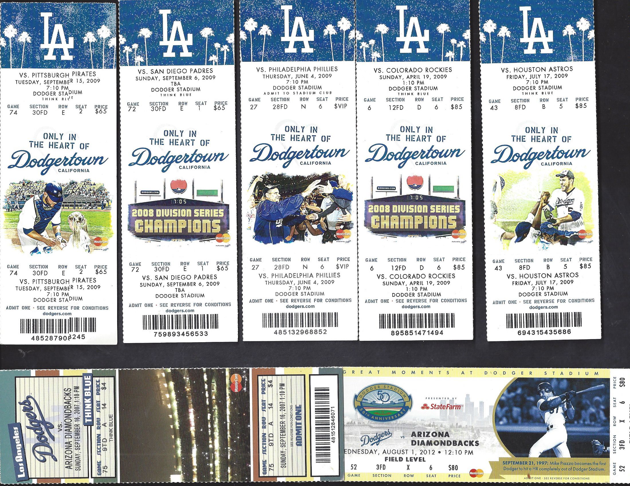 Lot Detail 2007 2012 LA Dodgers MLB Lot 1 of (7) Tickets