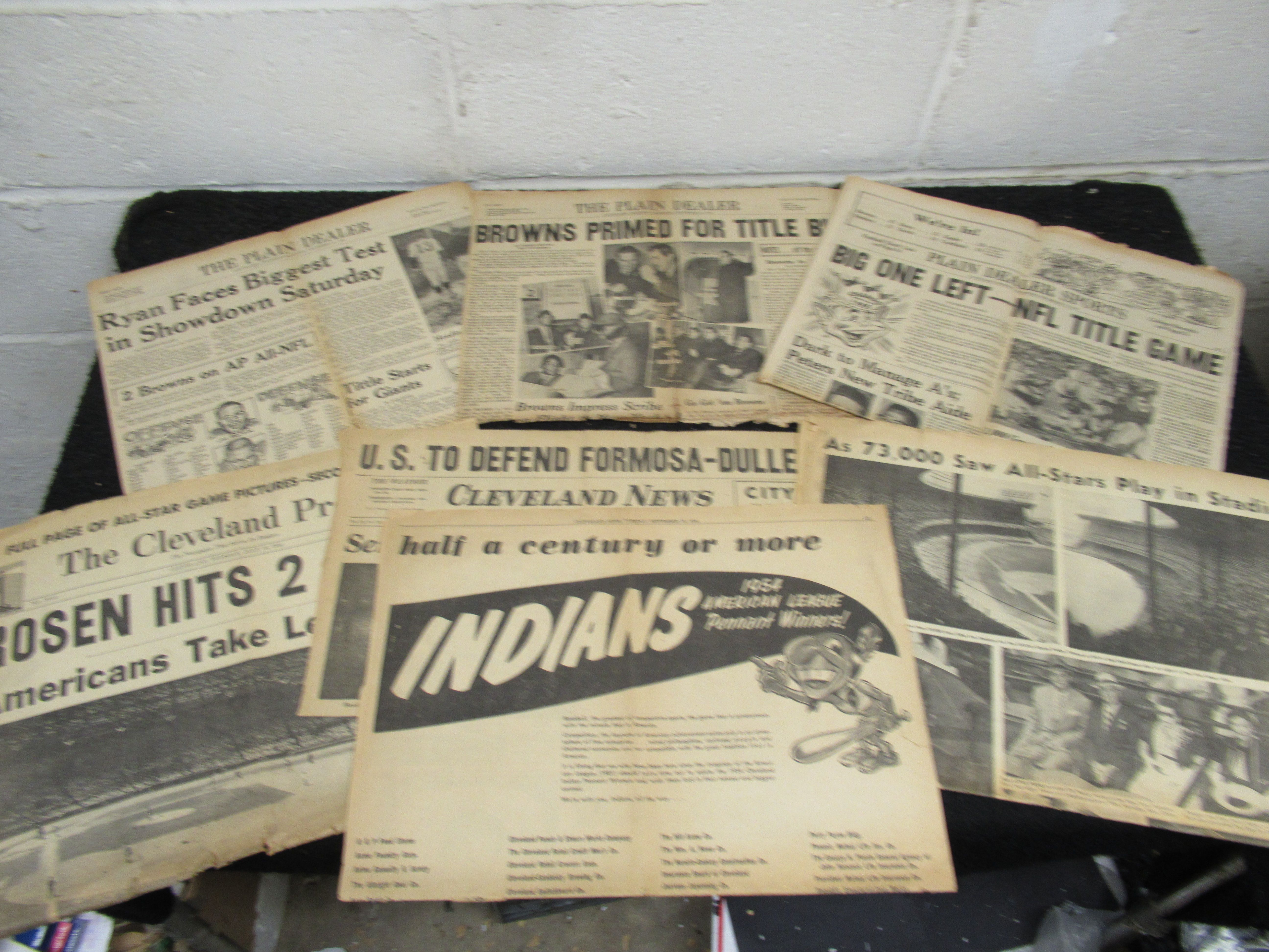 Lot Detail 1954 1964 Cleveland Indians & Browns Newspaper Partial