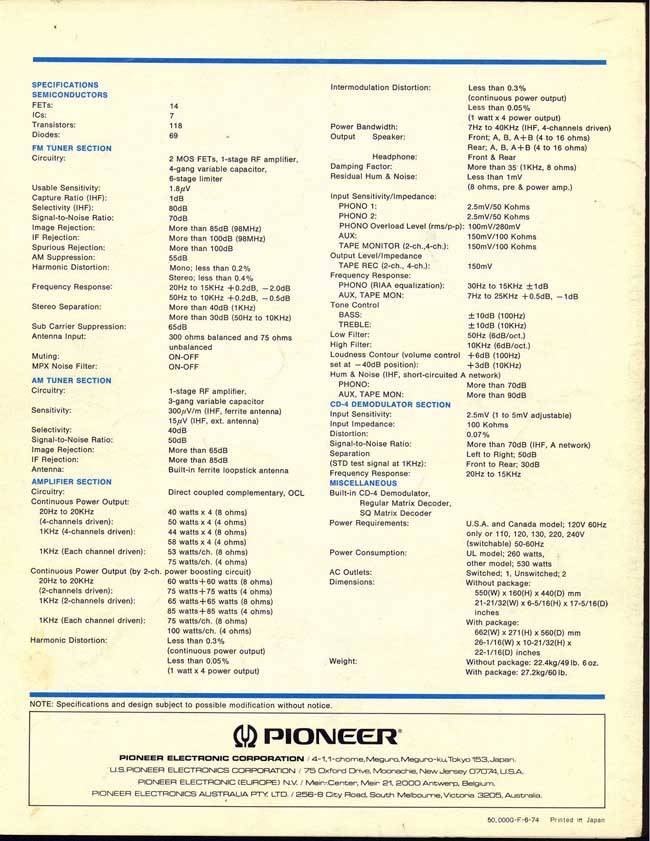classicaudio.com..... Valuation..... Pioneer QX-949