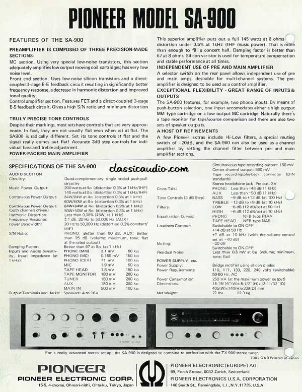 classicaudio.com..... Valuation..... Pioneer SA-900