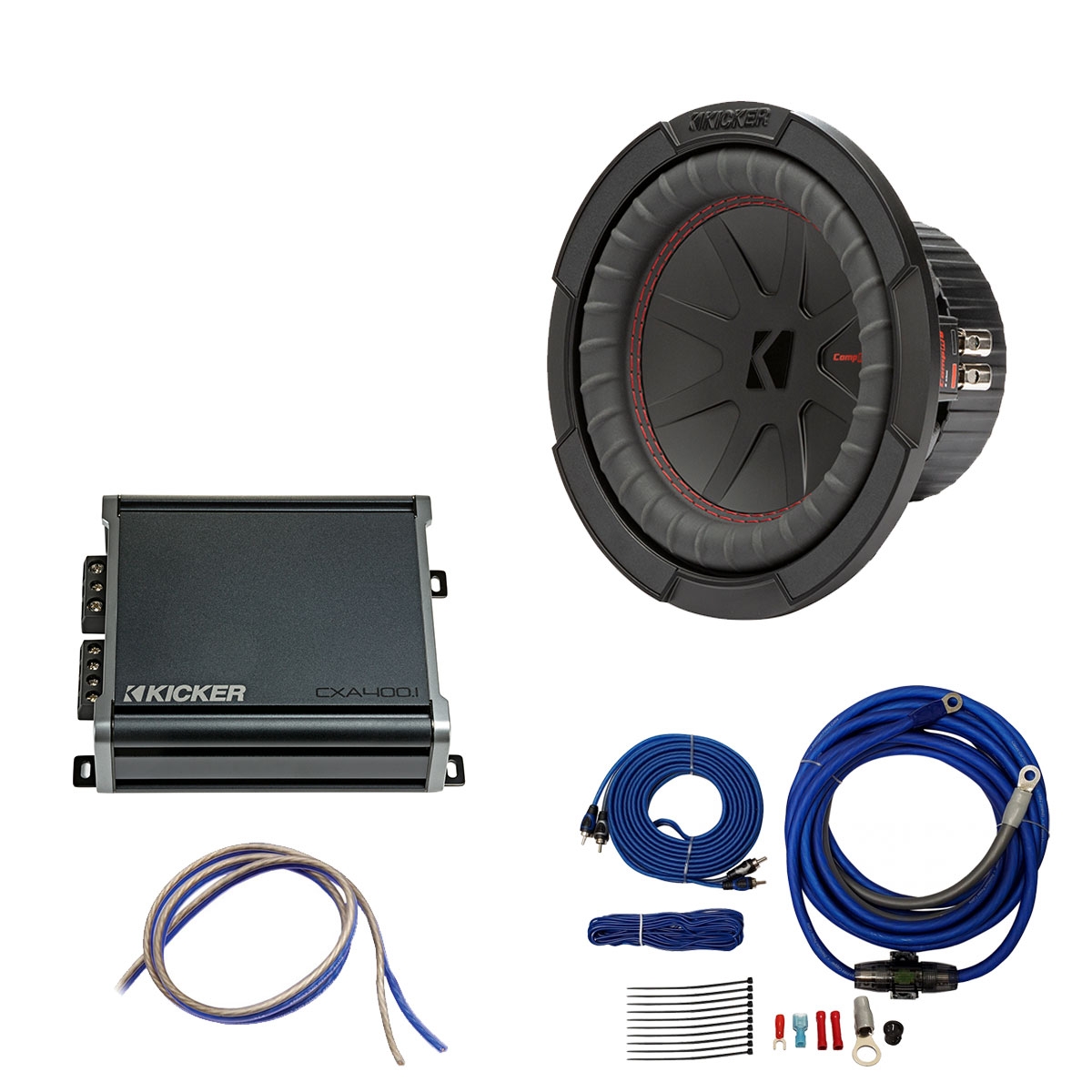 Kicker 8" Comp R with CX400.1 400 Watt Subwoofer Kit: CWR82-CX4001