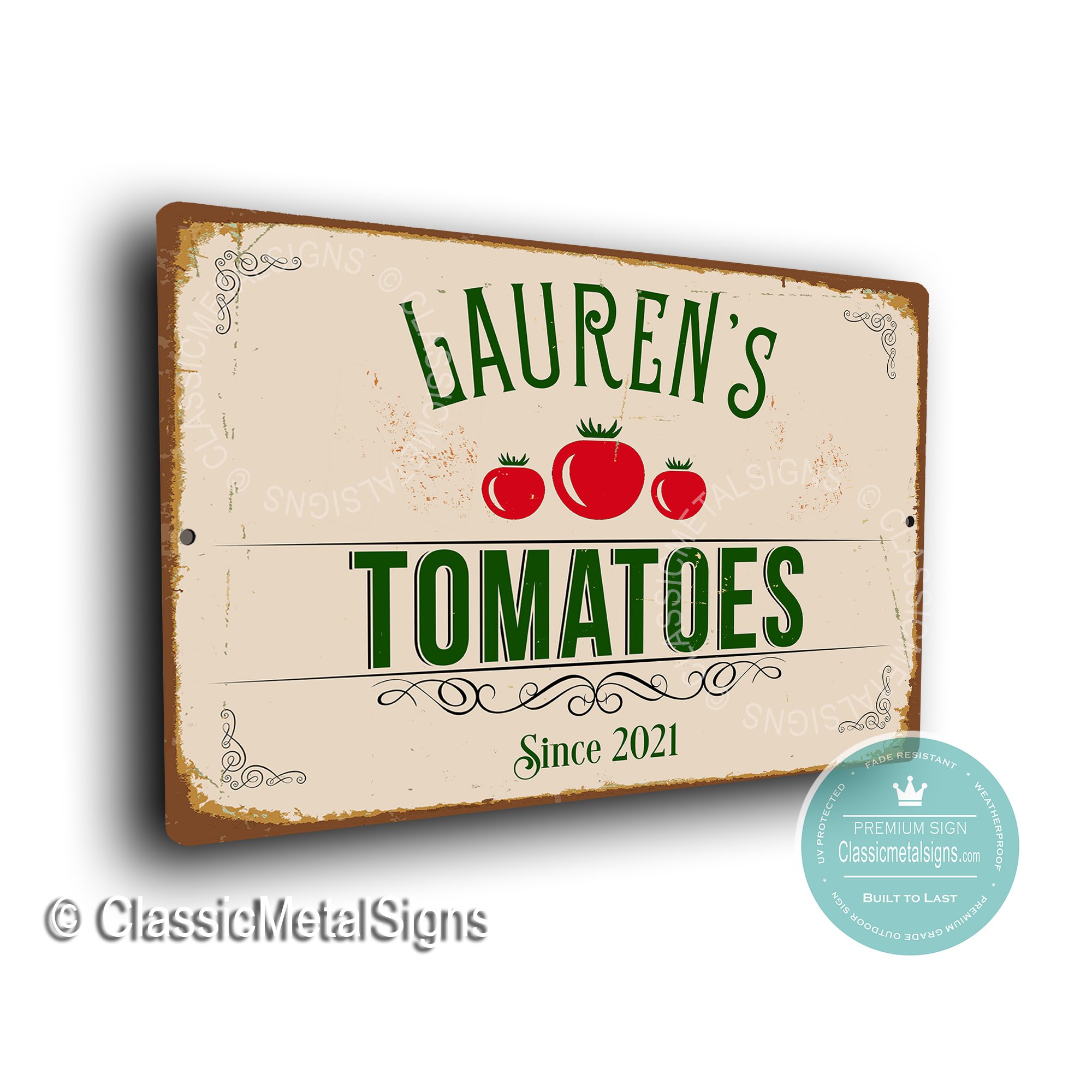 Personalized Tomato Garden Sign Classic Metal Signs