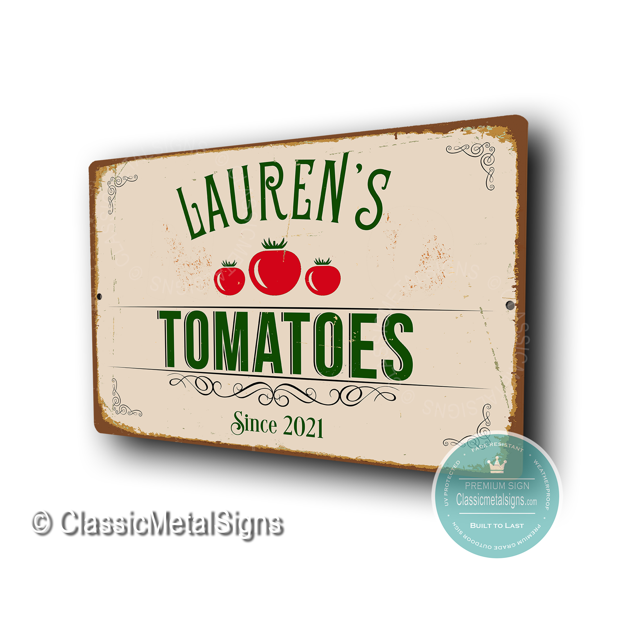 Personalized Tomato Garden Sign Classic Metal Signs