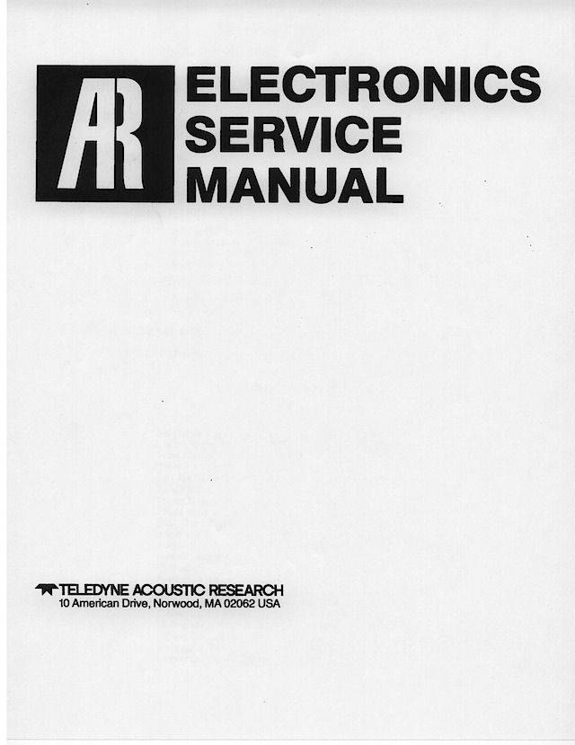 AR Electronics Service Manual pg1 The Classic Speaker Pages