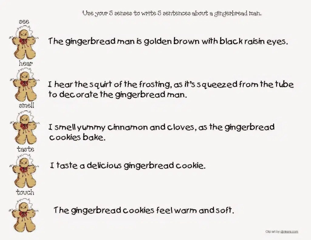 Gingerbread Descriptive Writing Worksheets Classroom Freebies