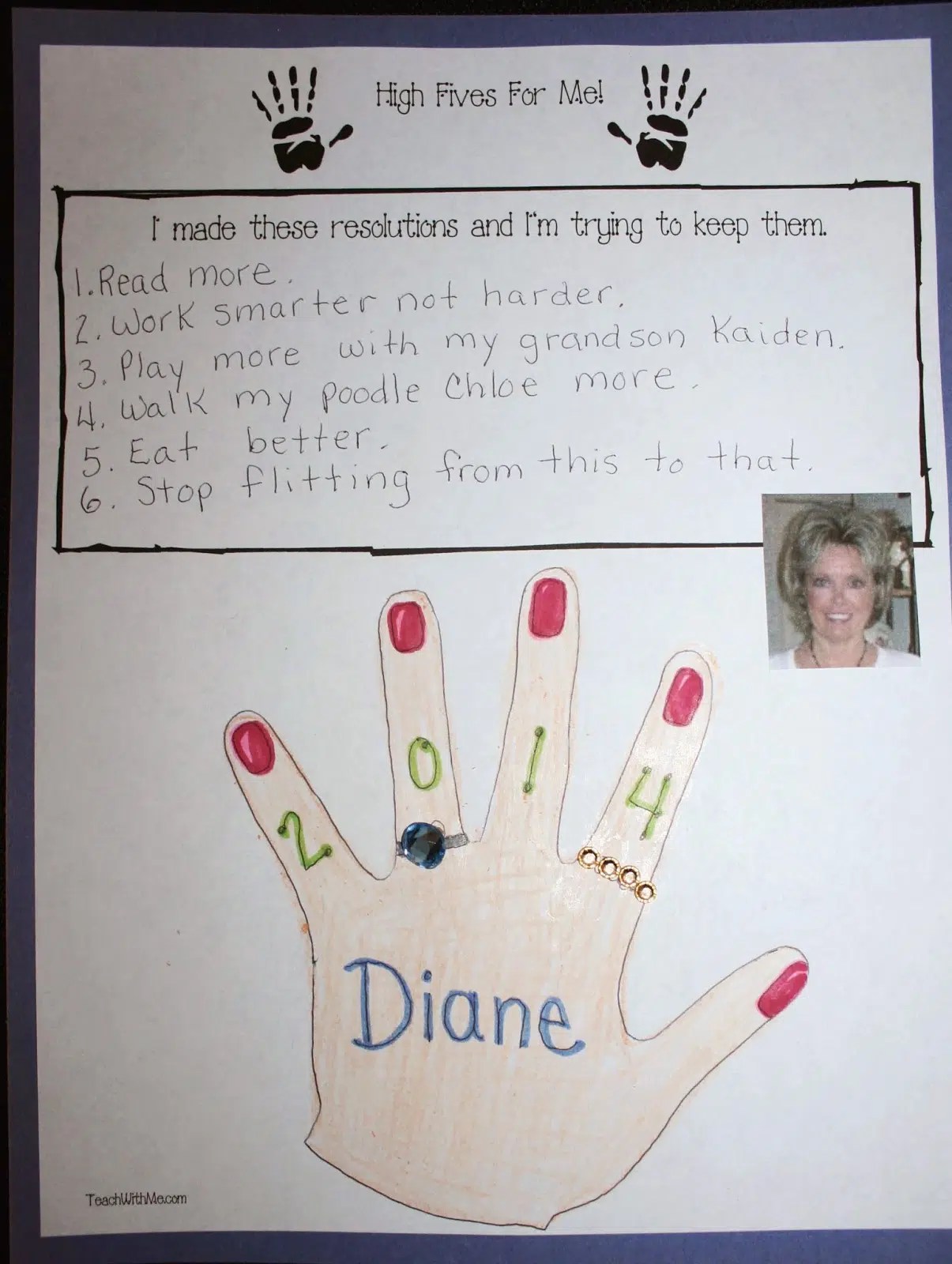 High Fives For a Great New Year Writing Prompt Craft Classroom Freebies