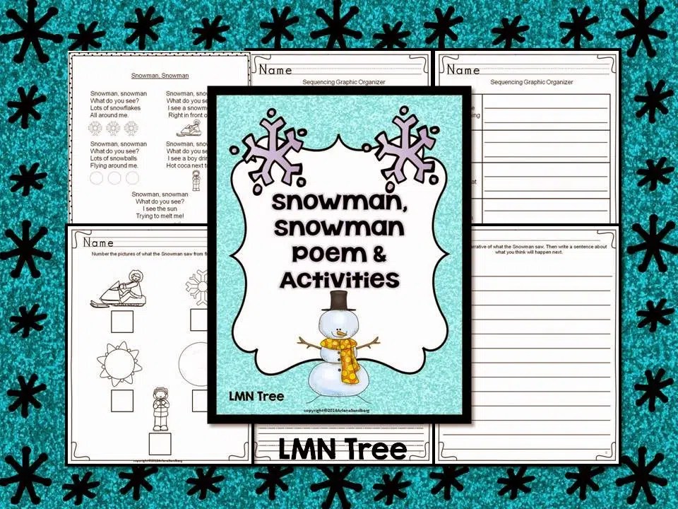 Snowman Poem and Sequencing Activities Classroom Freebies