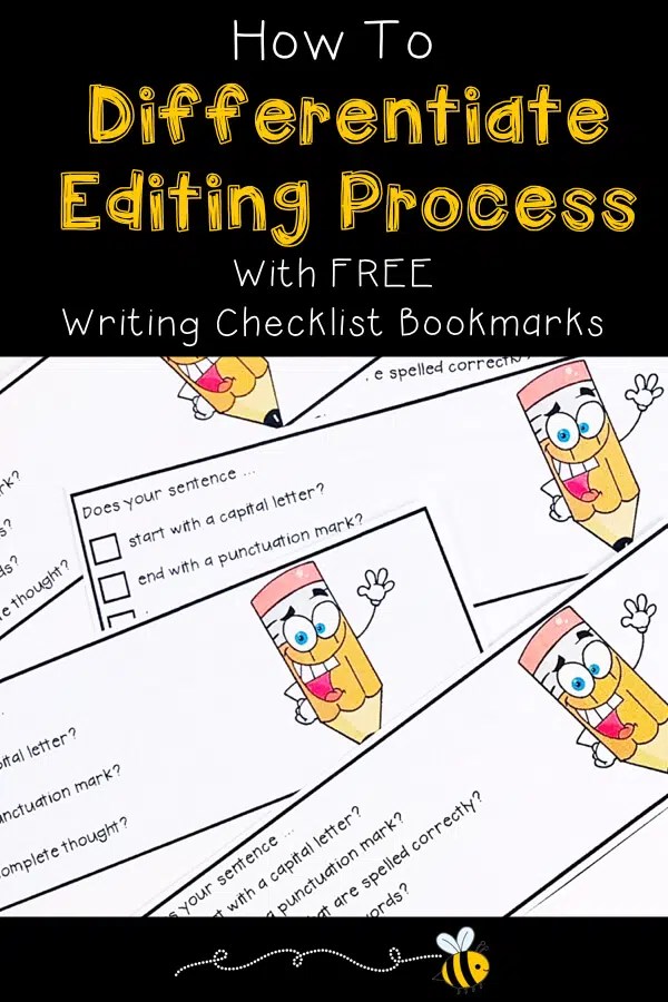 How To Differentiate With Writing Checklist Bookmarks Classroom Freebies