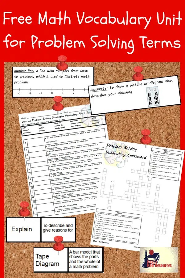 Free Printable Math Vocabulary Unit to Help Students Analyze Word