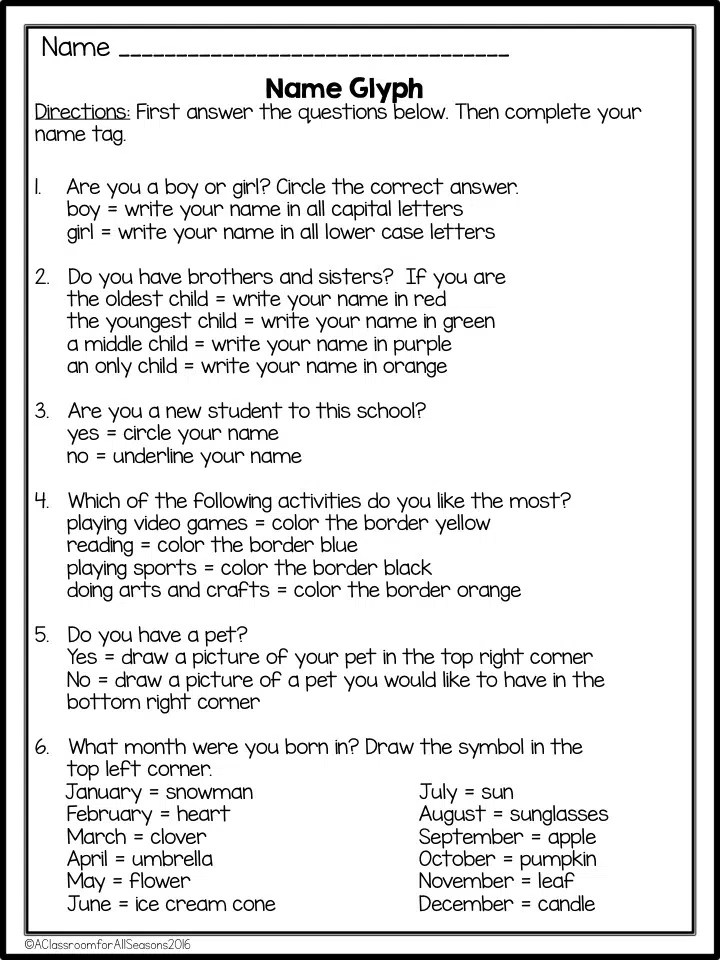 Back to School Name Tag Activity Classroom Freebies